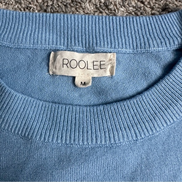 ROOLEE The Willis Textured Sweater Medium Blue soft lightweight puff sleeve - Picture 10 of 14